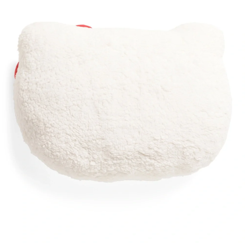 Hello Kitty Sanrio Cat Kitty Face Head Sherpa Decorative Pillow Teddy Bear Plush